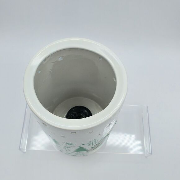 Yankee Candle Luminary Tea Light Holder Balsam & Cedar Green & White Holiday New - Picture 7 of 13